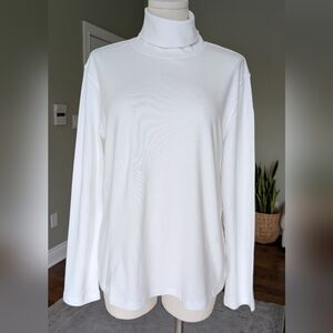 St. John’s Bay Women’s White Cotton Turtleneck Classic Minimalist Size XL NWOT